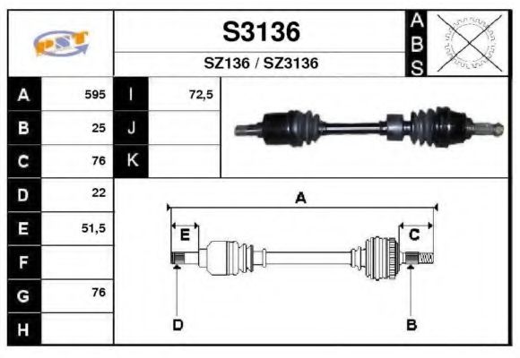 S3136 SNRA Drive Shaft