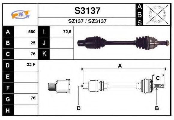 S3137 SNRA Drive Shaft