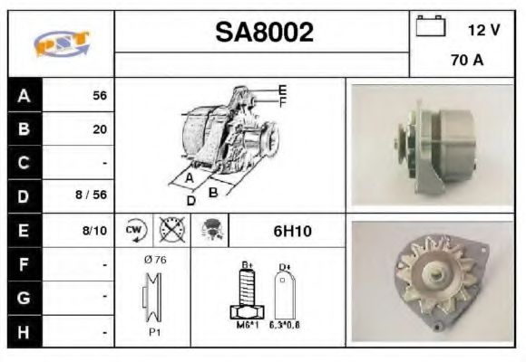 SA8002 SNRA Alternator Alternator