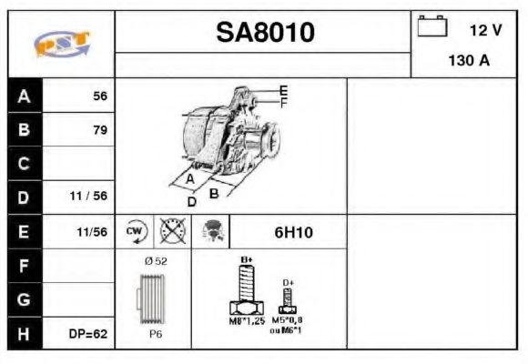 SA8010 SNRA Alternator Alternator