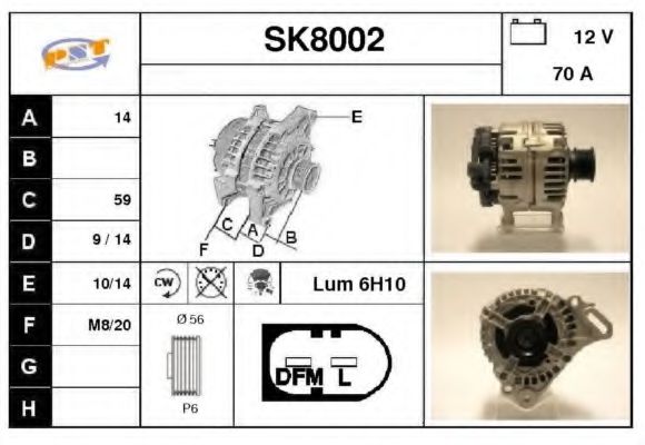 SK8002 SNRA Alternator Alternator