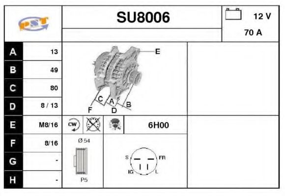 SU8006 SNRA Alternator Alternator