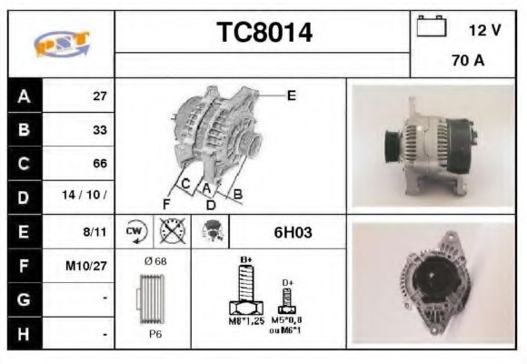 TC8014 SNRA Alternator Alternator