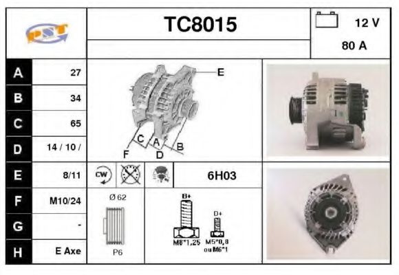 TC8015 SNRA Alternator Alternator