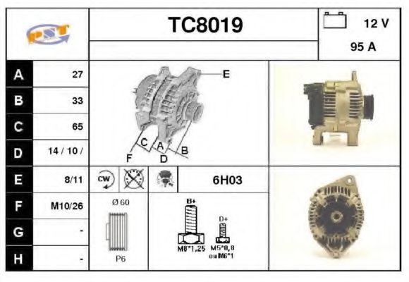 TC8019 SNRA Alternator Alternator
