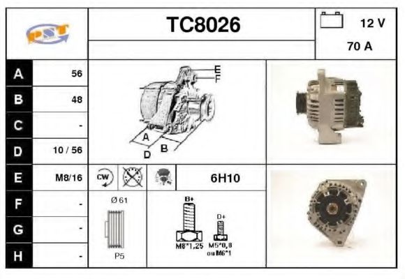 TC8026 SNRA Alternator Alternator