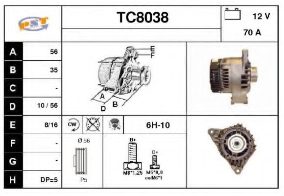TC8038 SNRA Alternator Alternator