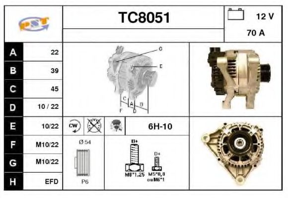 TC8051 SNRA Alternator Alternator