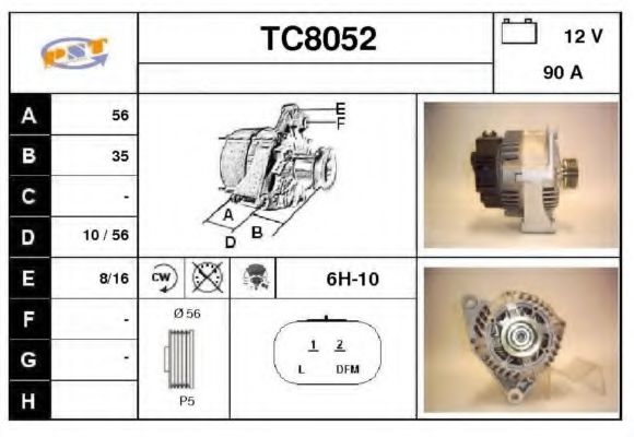 TC8052 SNRA Alternator Alternator