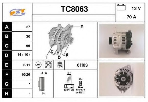 TC8063 SNRA Alternator Alternator