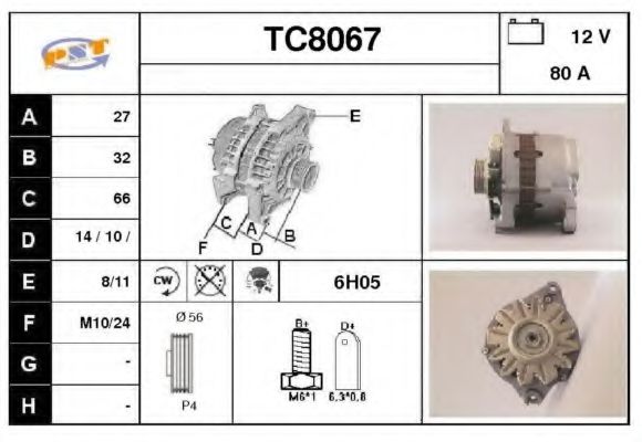 TC8067 SNRA Alternator Alternator