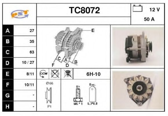 TC8072 SNRA Alternator
