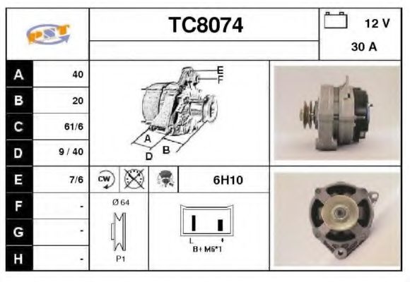 TC8074 SNRA Alternator Alternator