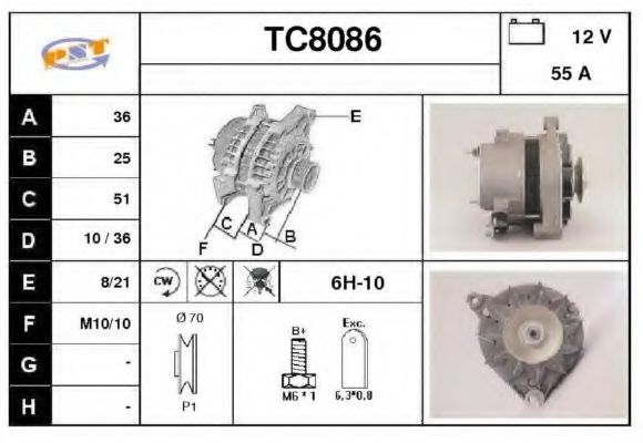 TC8086 SNRA Alternator