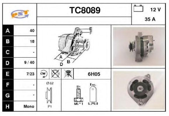 TC8089 SNRA Alternator
