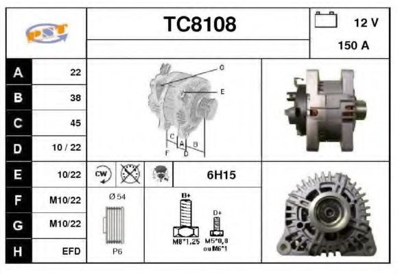 TC8108 SNRA Alternator Alternator