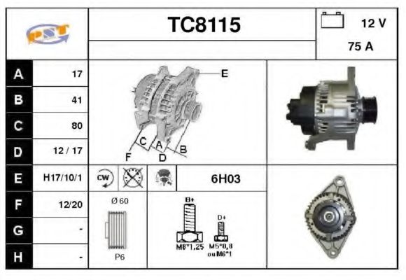 TC8115 SNRA Alternator Alternator