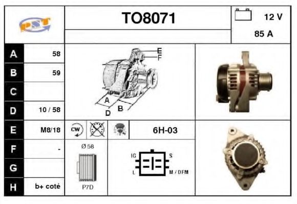 TO8071 SNRA Alternator