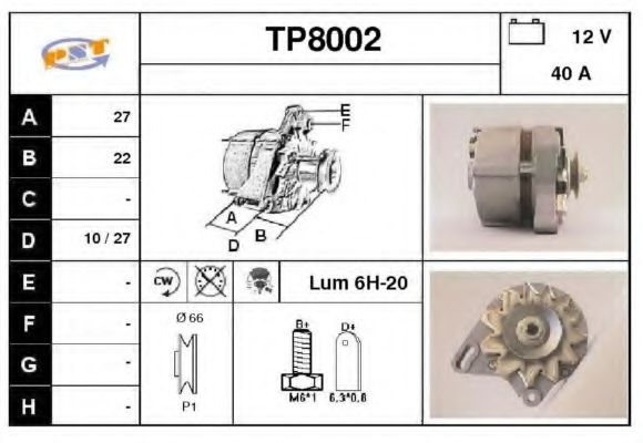 TP8002 SNRA Alternator Alternator