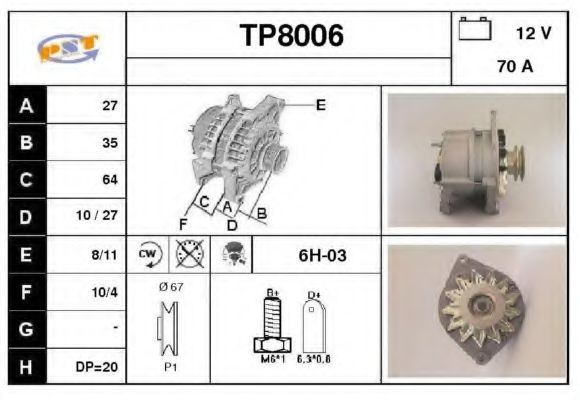 TP8006 SNRA Alternator