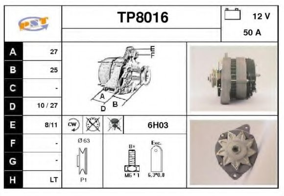 TP8016 SNRA Alternator Alternator