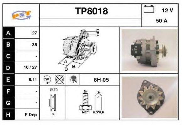 TP8018 SNRA Alternator Alternator