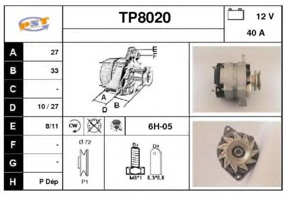 TP8020 SNRA Alternator