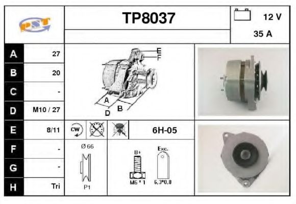 TP8037 SNRA Alternator