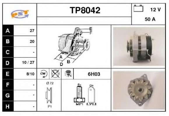 TP8042 SNRA Alternator Alternator
