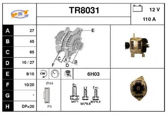TR8031 SNRA Alternator Alternator