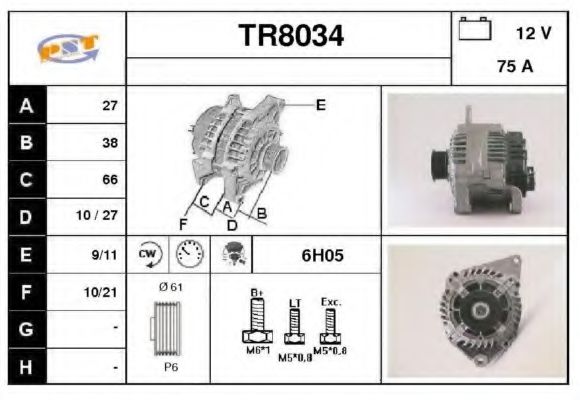TR8034 SNRA Alternator Alternator