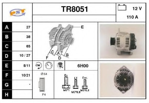 TR8051 SNRA Alternator Alternator