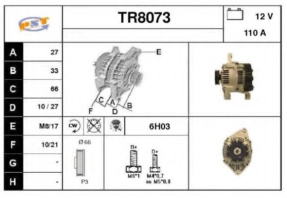 TR8073 SNRA Alternator Alternator