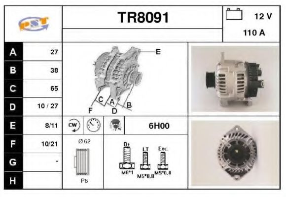 TR8091 SNRA Alternator Alternator