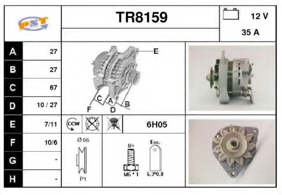 TR8159 SNRA Alternator Alternator