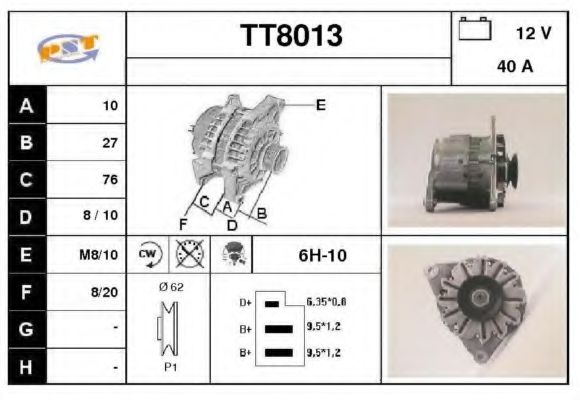 TT8013 SNRA Alternator Alternator