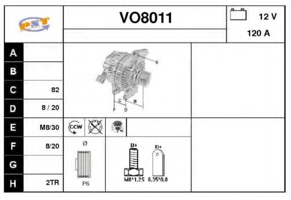 VO8011 SNRA Alternator