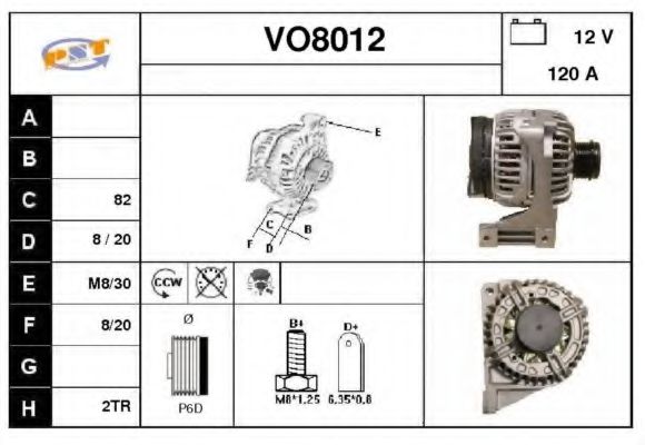 VO8012 SNRA Alternator Alternator
