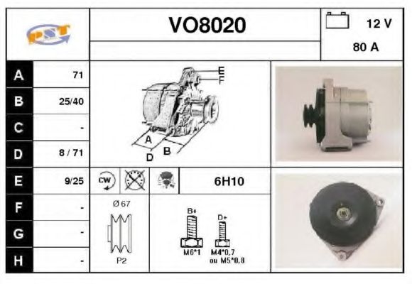 VO8020 SNRA Alternator