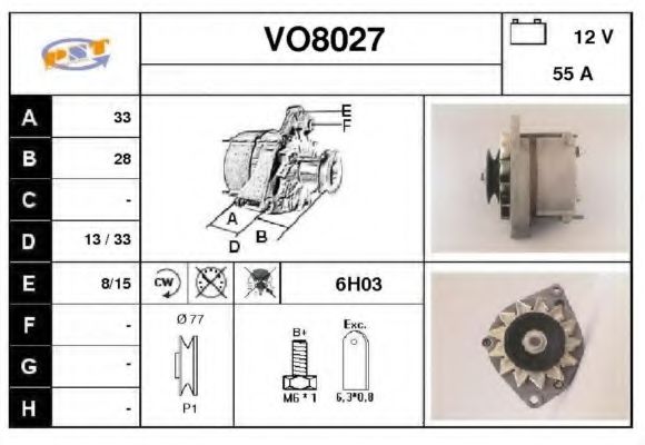 VO8027 SNRA Alternator Alternator