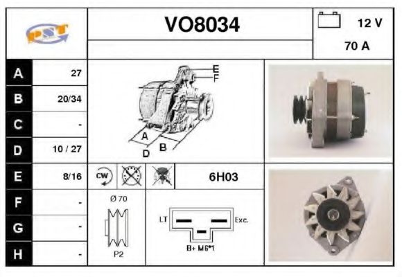 VO8034 SNRA Alternator Alternator