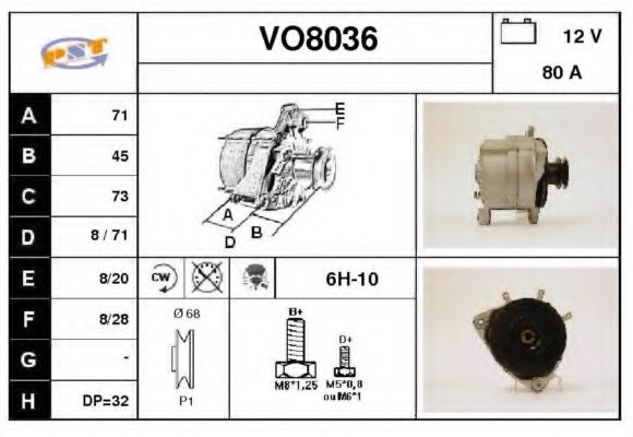 VO8036 SNRA Alternator Alternator