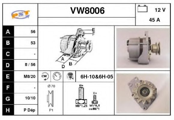 VW8006 SNRA Alternator