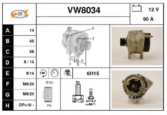 VW8034 SNRA Alternator