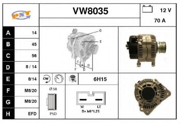 VW8035 SNRA Alternator Freewheel Clutch