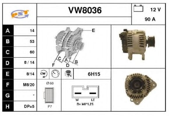 VW8036 SNRA Alternator