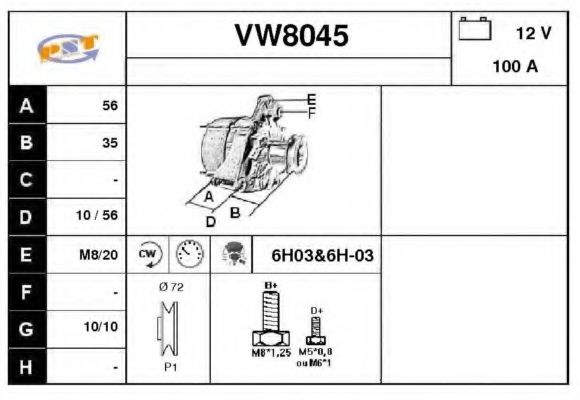 VW8045 SNRA Alternator