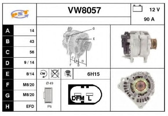 VW8057 SNRA Alternator Alternator