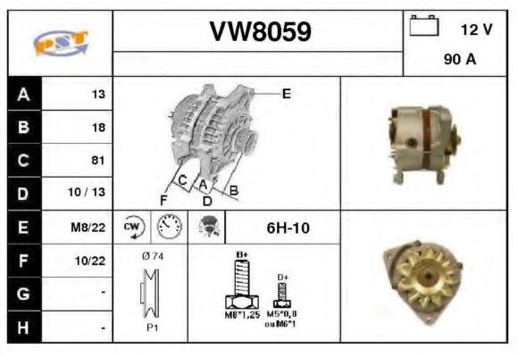 VW8059 SNRA Alternator Alternator