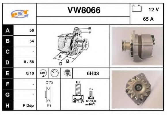 VW8066 SNRA Alternator Alternator